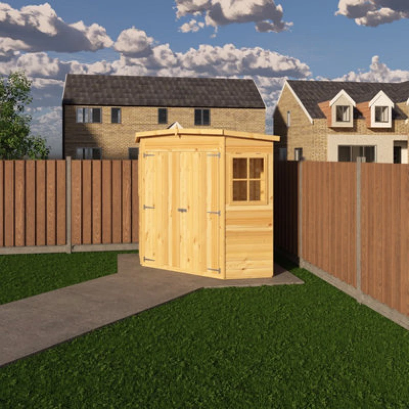 Image of Shire Corner Shed, 6X6 With Double Doors And Opening Windows