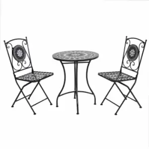 Image of Charles Bentley Mosaic Bistro Set Black and Grey, Black Grey