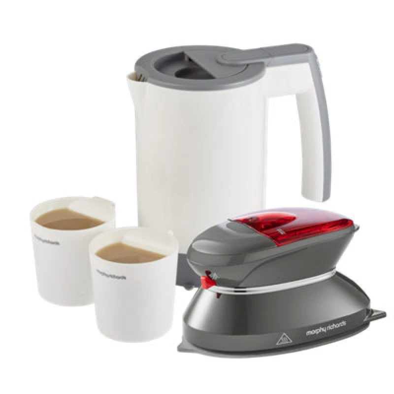 Image of Morphy Richards Travel Iron and Travel Kettle Set in Grey Size: 2 Pack Grey 2 Pack Unisex 5056765430588