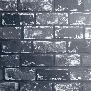 Image of Arthouse Metallic Brick Black & Silver Wallpaper 10.05m x 53cm