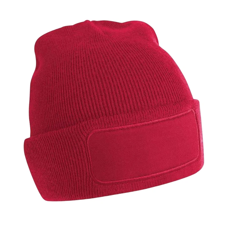 Image of Beechfield Beechfield Men Patch Beanie in Red Red One Size Male 5063527292506