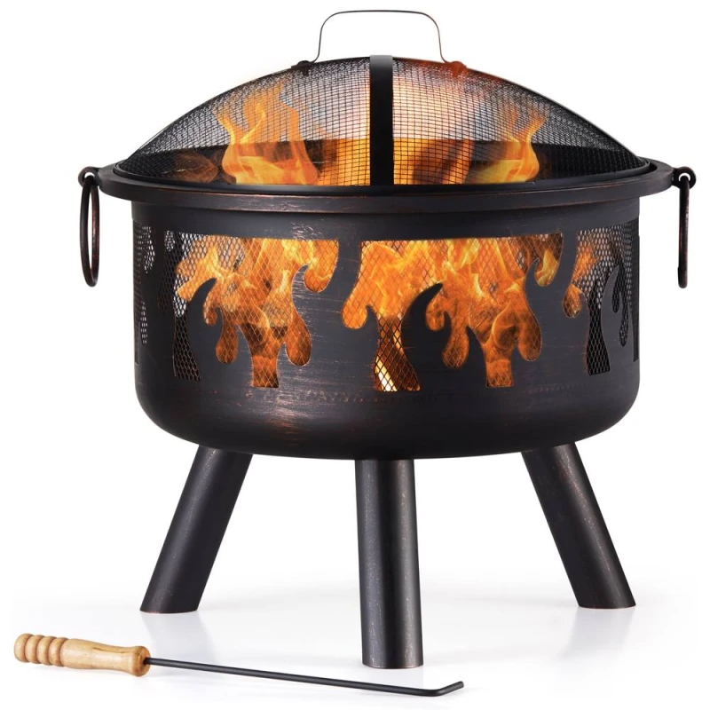 Image of VonHaus Round Flame Fire Pit Black