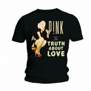 Image of Pink Truth About Love Mens Black T Shirt: Medium