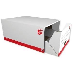 Image of 5 Star Office Archive Storage Drawer Red and White Pack 5