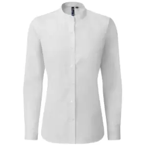 Image of Premier Womens/Ladies Banded Grandad Collar Formal Shirt (XL) (White)