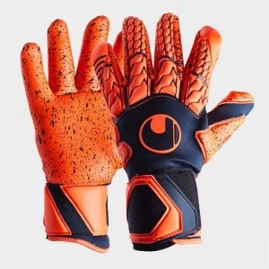 Image of Uhlsport Next Level Supergrip Finger Surround Goalkeeper Gloves - Navy/Fluo Red