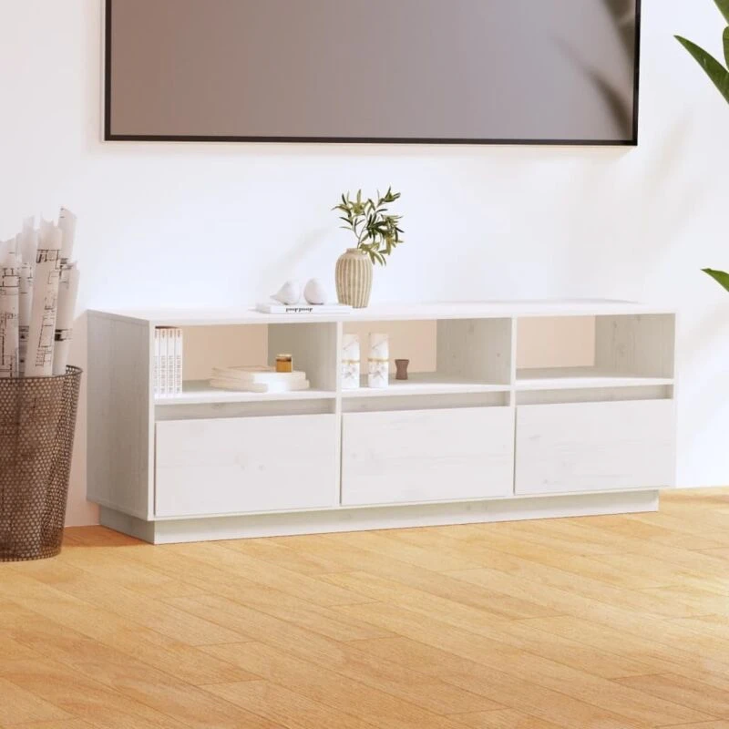 Image of VIDAXL TV Cabinet White 140x37x50cm Solid Wood Pine Vidaxl 8720286842423