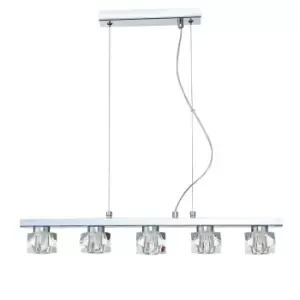 Image of Contemporary Bar Pendant Ceiling 5 Light Chrome, Crystal