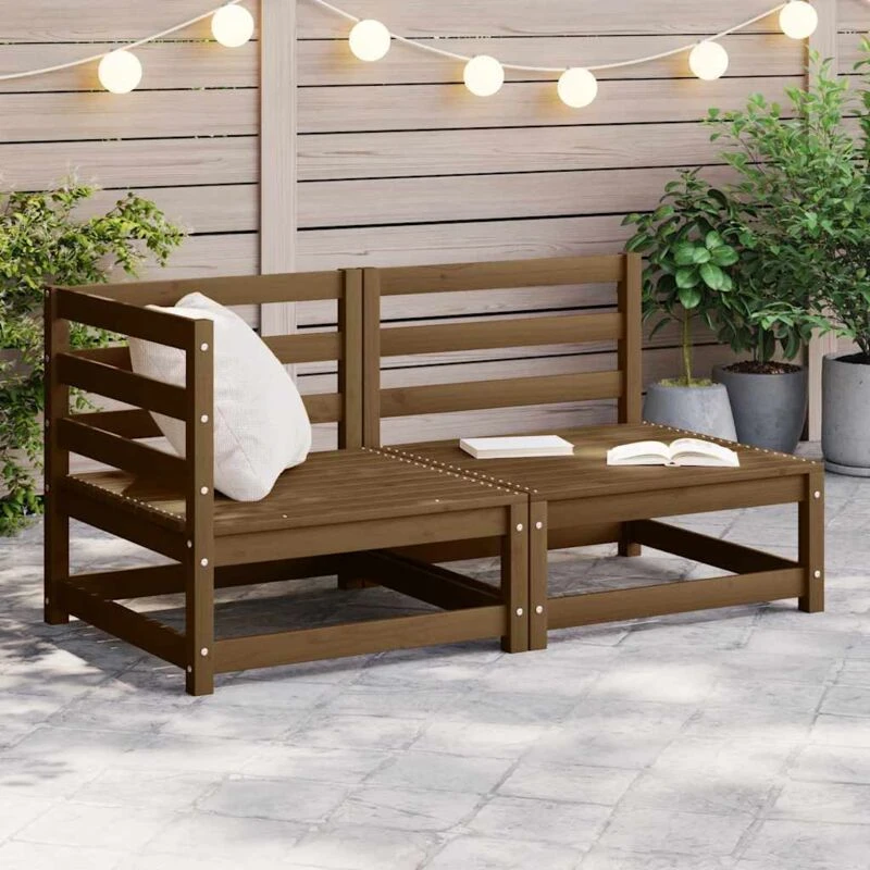 Image of VIDAXL 2 Piece Garden Lounge Set Honey Brown Solid Pinewood Vidaxl 8720286355114
