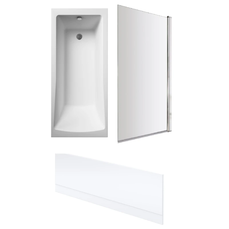 Image of Balterley Square Single Ended Bath Square Bath Screen Front Panel 1700x700mm White