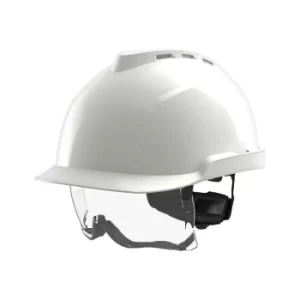 Image of V-Gard 930 Non-vented Safety Helmet with Fas-Trac III Straps and Integrated Eye Protection, White