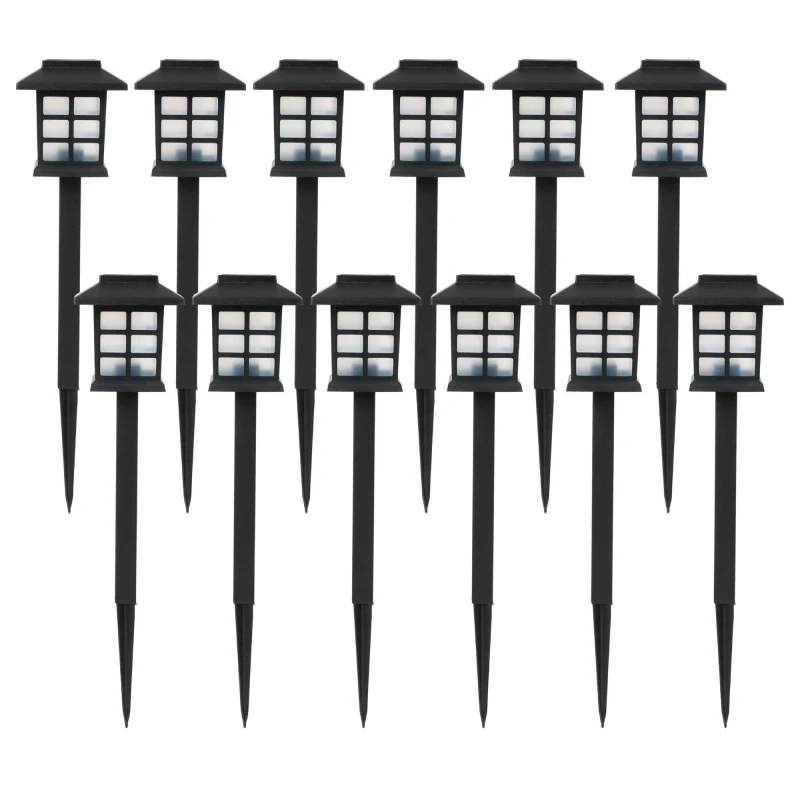 Image of Streetwize Pack of 12 Solar Pathway Light Stake Lights Pack of 12 Black 39390803000