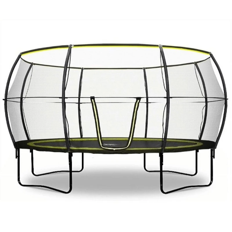 Image of Rebo Base Jump Garden Trampoline With Halo II Enclosure - 14ft Black