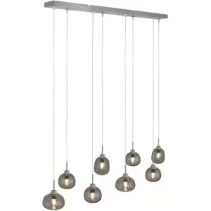 Image of Sienna Lighting - Sienna Bollique LED Cluster Pendant Ceiling Light Brushed Steel, Transparent Grey Glass