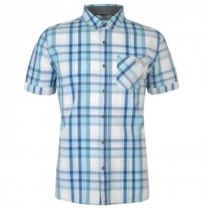 Image of Lee Cooper Short Sleeve Check Shirt Mens - Whte/Turq/Blue