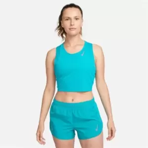 Image of Nike Dri-FIT Race Womens Cropped Running Tank - Blue