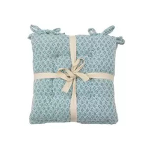 Image of Simply Green Recycled Cotton Geometric Seatpad Blue