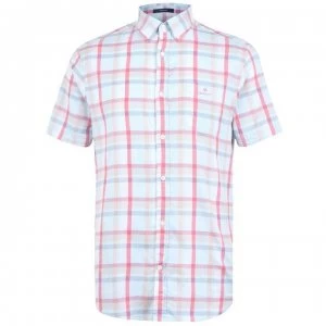 Image of Gant Short Sleeve Oxford Check Shirt - Aqua /Pink 452