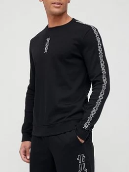 Image of Hugo Boss Doby Split Logo Sweatshirt Black Size S Men