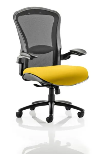 Image of Houston Houston Heavy Duty Task Operator Chair Black Mesh Back Bespoke Seat In Yellow KCUP0999