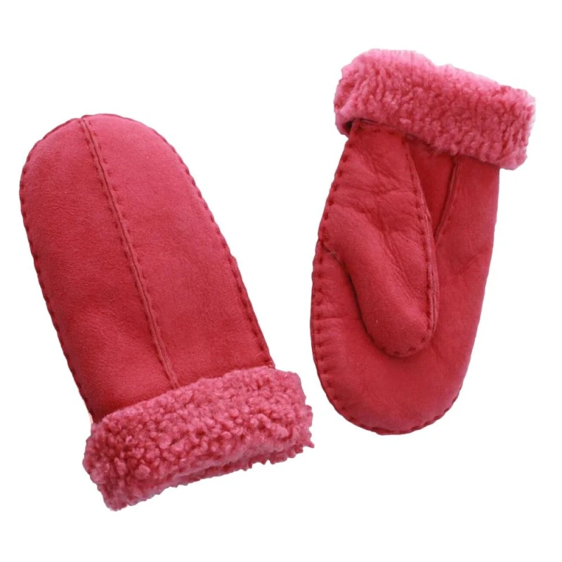 Image of Eastern Counties Leather CSM Sheepskin Split Seam Mittens in Pink Pink Unisex One Size