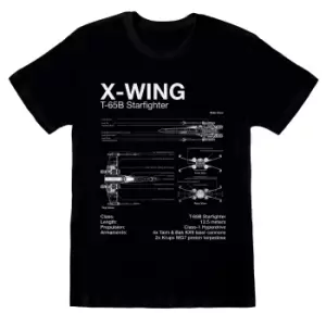Image of Star Wars Mens Diagram X-Wing T-Shirt (S) (Black)