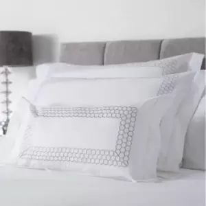 Image of Belledorm Honeycomb Filled Boudoir Cushion (One Size) (White/Grey)