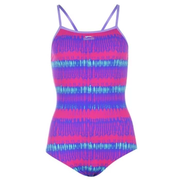 Image of Slazenger Thin Strap Swimsuit Ladies - Blue/Pink