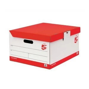 Image of 5 Star Office Storage Trunk Hinged Lid Red and White FSC Pack of 10