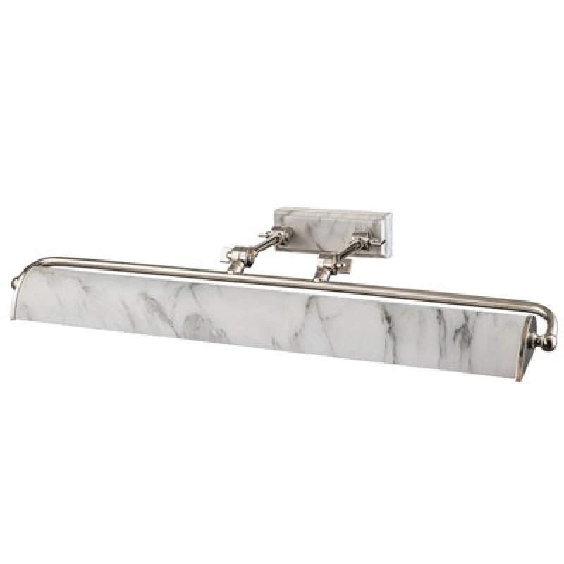 Image of Winchfield 4 Light Large Picture Light Polished Nickel & White Marble Effect