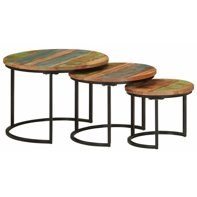 Image of VIDAXL Nesting Tables 3 pcs Solid Wood Reclaimed Vidaxl 8720845885489