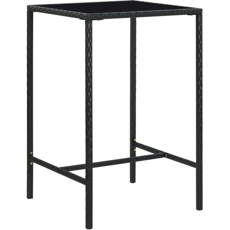 Image of VIDAXL Garden Bar Table Black 70x70x110cm Poly Rattan and Glass Vidaxl 8720286146613