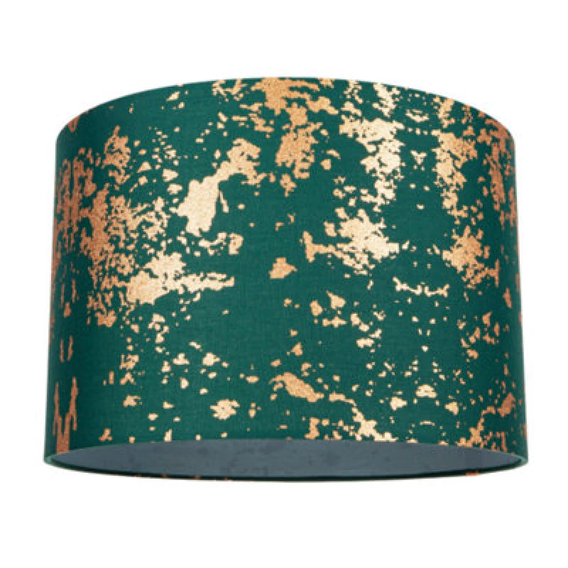 Image of Happy Homewares Modern Green Cotton Fabric Lampshade With Copper Foil Decor For Table Or Ceiling