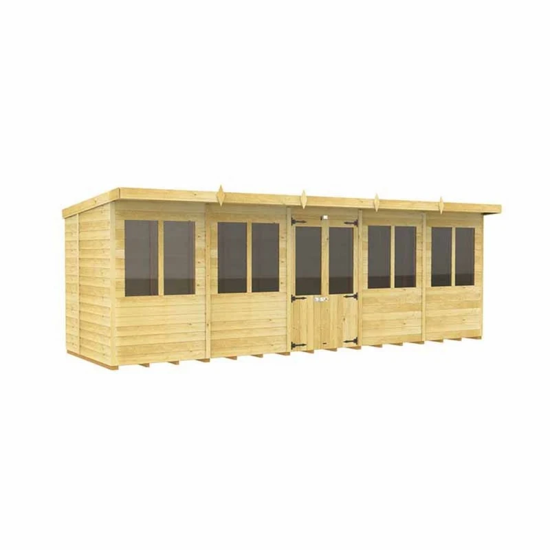 Image of Buttercup Farm 20ft x 7ft Pent Summer House - Wood - L214 x W589 x H201cm in Brown Brown Unisex
