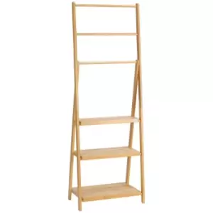 Image of kleankin Freestanding Foldable Bamboo Towel Rack with 3 Bars and Shelves for Bat
