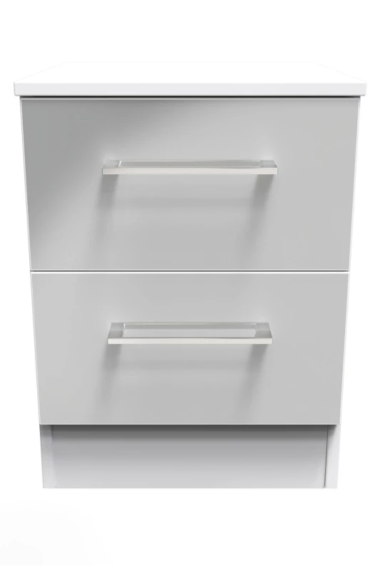 Image of Chester 2 Drawer Bedside Cabinet In Uniform Grey & White (Ready Assembled)