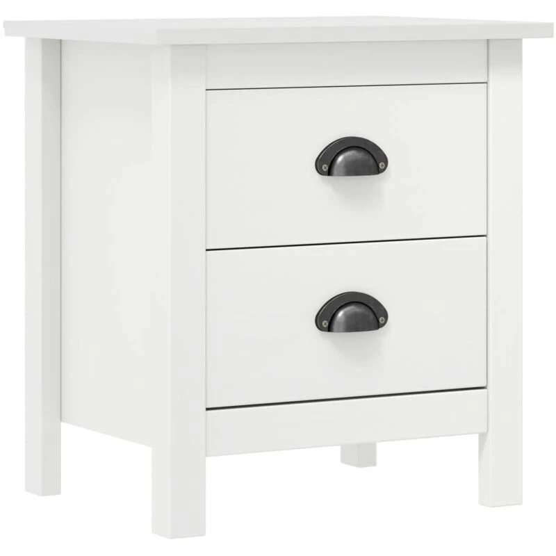 Image of VIDAXL Bedside Cabinet Hill White 46x35x49.5cm Solid Pine Wood Vidaxl 8719883909707