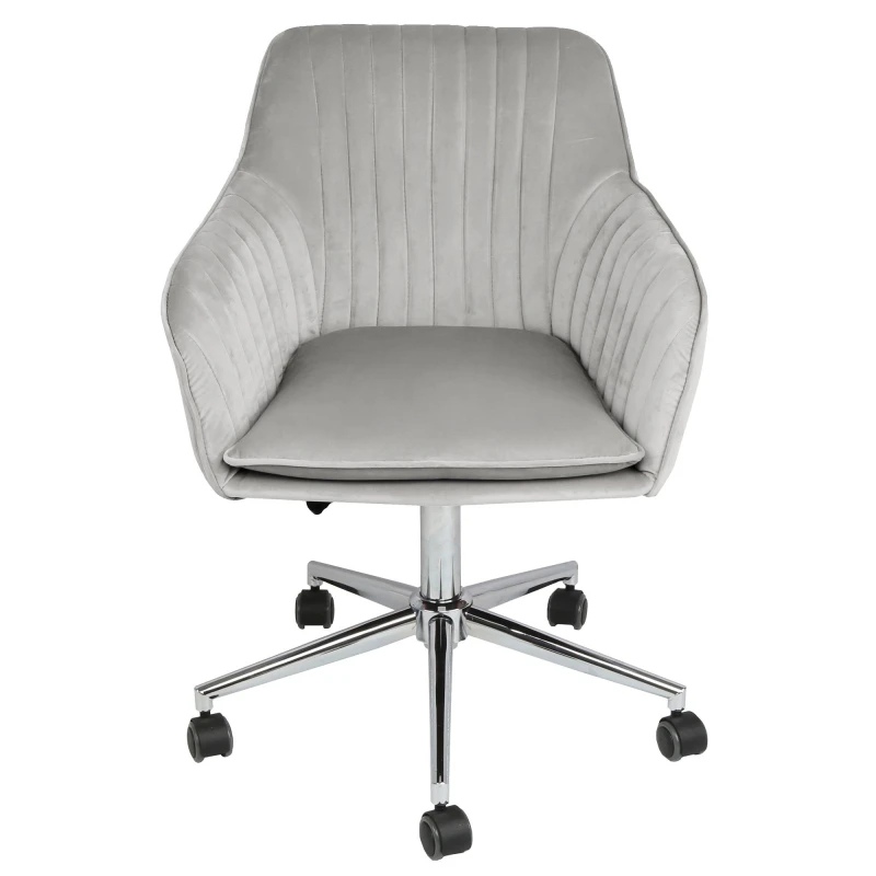 Image of Home Garden Direct Briseis - Swivel Desk Chair in Velvet - Grey Grey Unisex