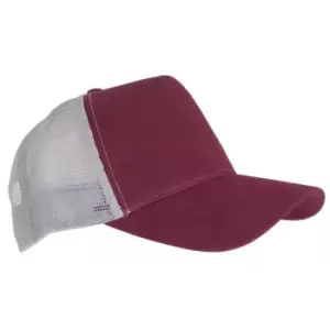 Image of Beechfield Mens Half Mesh Trucker Cap / Headwear (Pack of 2) (One Size) (Burgundy/ Light Grey)