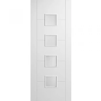 Image of LPD Vancouver White Primed 4 Light Frosted Glazed Internal Door - 1981mm x 686mm (78 inch x 27 inch)