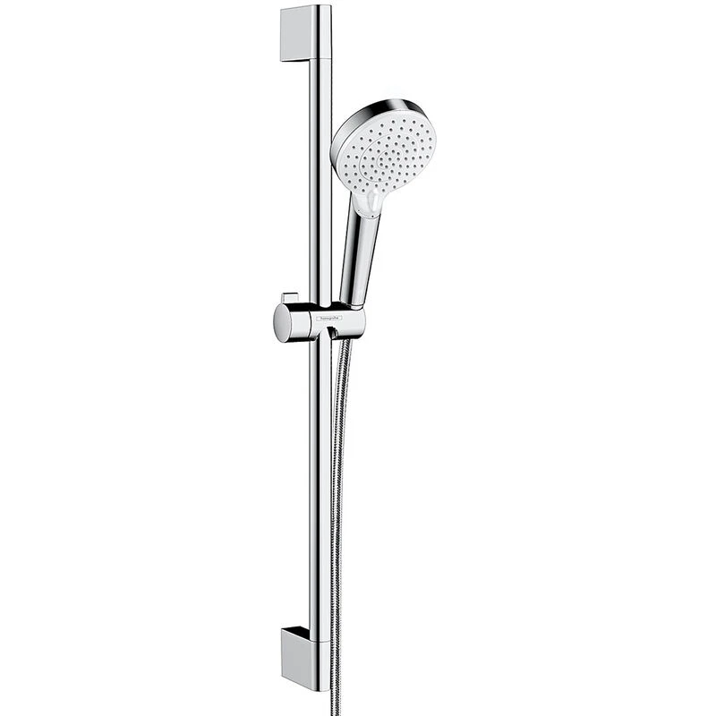Image of Hansgrohe Crometta Vario Bathroom Shower Handset Riser Kit White Chrome 26532400 - Silver - Hansgrohe 26532400