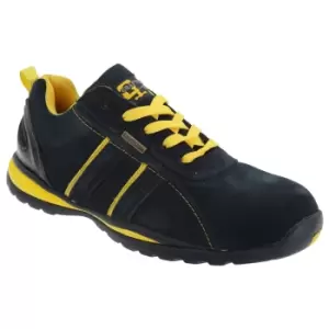 Image of Grafters Mens Safety Toe Cap Trainer Shoes (8 UK) (Navy Blue/Yellow)
