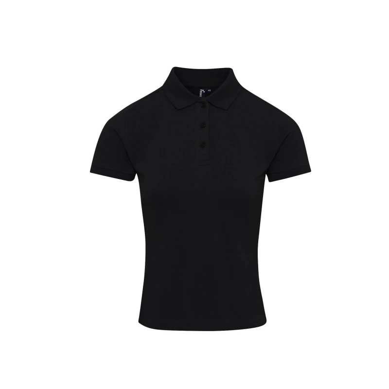 Image of Premier Womens Coolchecker Plus Piqu Polo With CoolPlus in Black Size: XS Black Female XS