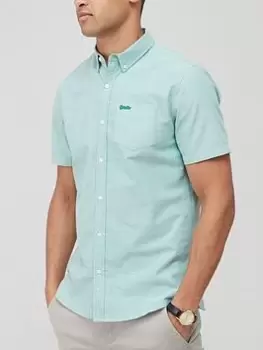 Image of Superdry Vintage Oxford Short Sleeve Shirt - Green Size M Men