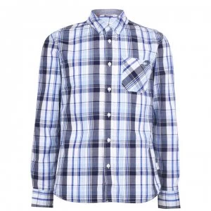 Image of Lee Cooper Long Sleeve Check Shirt Mens - White/Navy/Blue