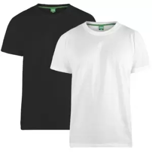 Image of Duke Mens Fenton D555 Round Neck T-Shirts (Pack Of 2) (M) (Black/White)