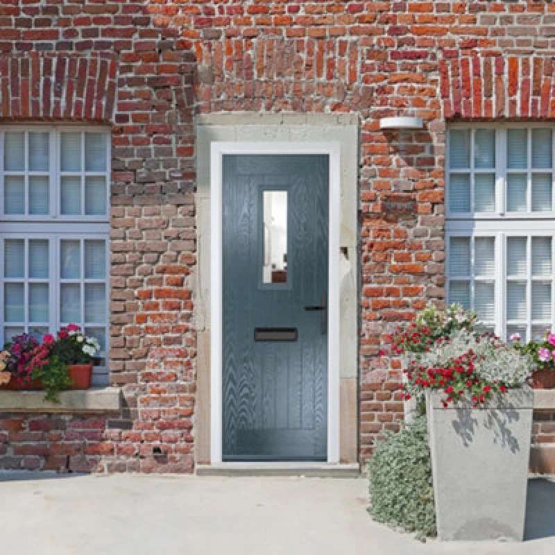 Image of Lacerta Composite Door Sunningdale 7015 Grey 920mm X 2090mm Open In Left Hand Clear Glass 10 Year Guarantee - Free Delivery & Smart Lock