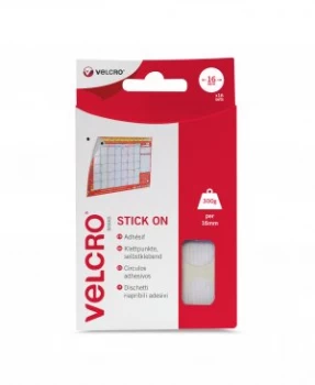 Image of VELCRO Brand Stick On Coins White - 16mm X 16 Sets