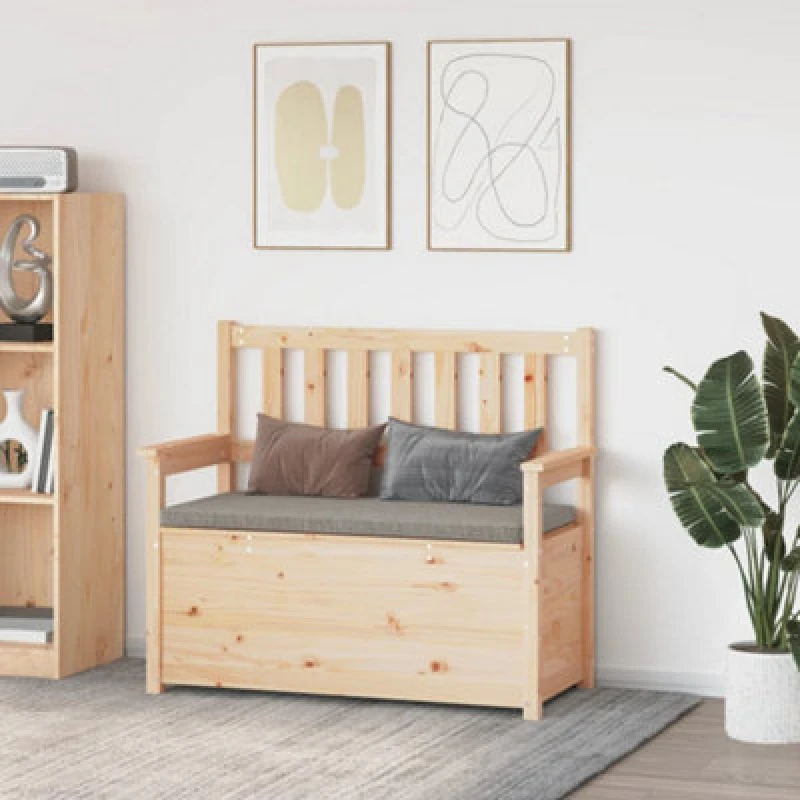 Image of vidaXL Bench 112.5x51.5x96.5cm Solid Wood Pine, Brown 823559