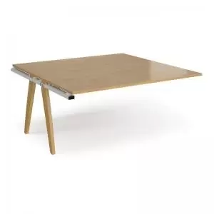 Image of Fuze boardroom table add on unit 1600mm x 1600mm - white frame and oak